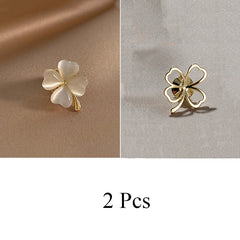 Fashion Brooch Set Flower Bow Brooches for Women Metal Anti-glare Lapel Pin Fixed Clothes Pins Sweater Coat Clothing Accessories