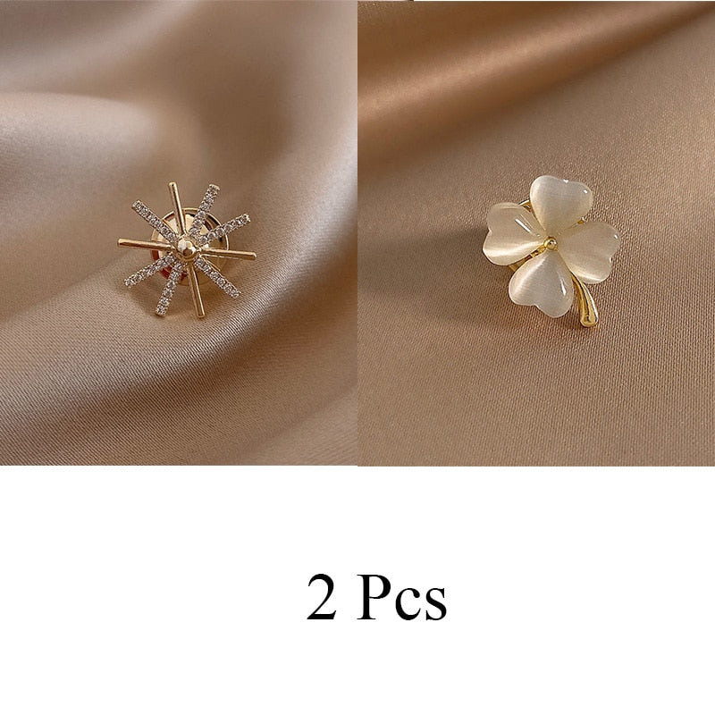 Fashion Brooch Set Flower Bow Brooches for Women Metal Anti-glare Lapel Pin Fixed Clothes Pins Sweater Coat Clothing Accessories