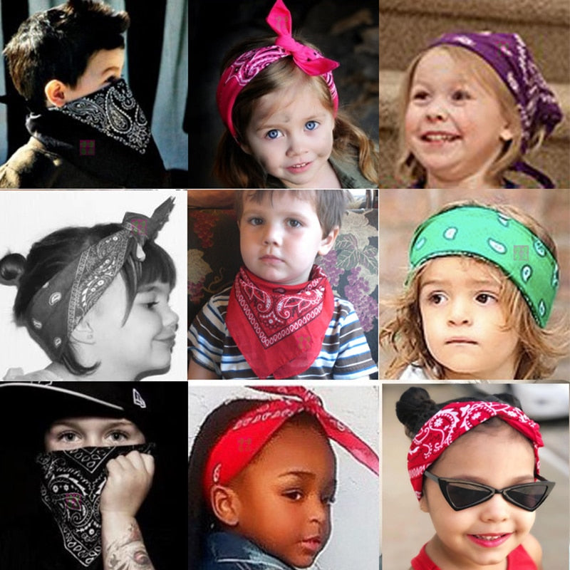 17KM Fashion Women Bandana Scarf Girls Kids Punk Square Bandanas Headwear Bohemian Head Scarf Headbands Hair Accessories