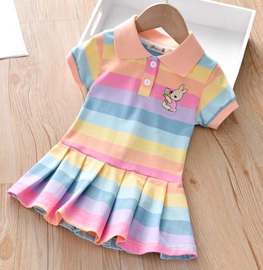 Children Dress Spring Summer Turn-Down Collar Kids Clothes Fashion toddler Baby Girls Clothing Summer Dress Girl