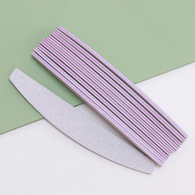 Nail File Buffer 100/180 Grit Half Moon Double Side Sandpaper Nail Sanding Grinding Gel Nail Polish Nail Manicure Tool