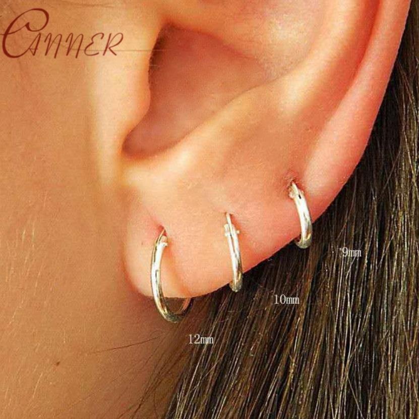 1 Pair Small Hoop Earrings 925 Sterling Silver Circle Pendientes Hoop Earrings for Women Arete Earring Ear Bone Buckle