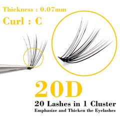 60 Bundles Mink Eyelash Extension Natural 3D Russian Volume Faux Eyelashes Individual 20D Cluster Lashes Makeup Cilia