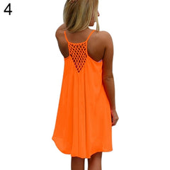 Summer Fshion Hot New Sexy Women's Summer Casual Sleeveless Strap Backless Beach Dress for Evening Party