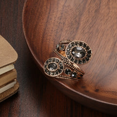 Boho Ethnic Bride Wedding Crystal Ring Antique Gold Color Big Zircon Stone Rings For Women Vintage Wedding Jewelry