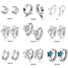 Silver Color  Prevent Allergy Small Stud Earring for Women Wedding Couple Trendy Geometric Handmade Paety Jewelry
