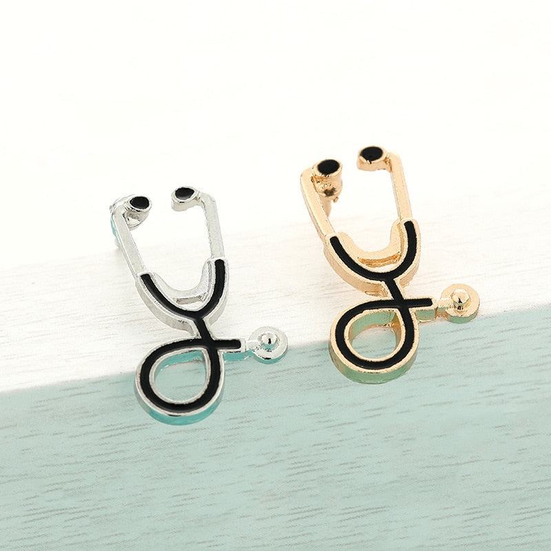 Mini Stethoscope Brooches Pins Jackets Coat Lapel Pin Bag Button Collar Badges Gifts Medical Jewelry