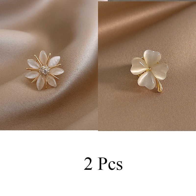 Fashion Brooch Set Flower Bow Brooches for Women Metal Anti-glare Lapel Pin Fixed Clothes Pins Sweater Coat Clothing Accessories