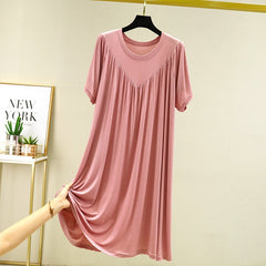 Summer Nightgowns Women Large Size Loose Long Casual Homewear Sleepwear Dresses Female Short Sleeve Modal Nightdress Women 130KG