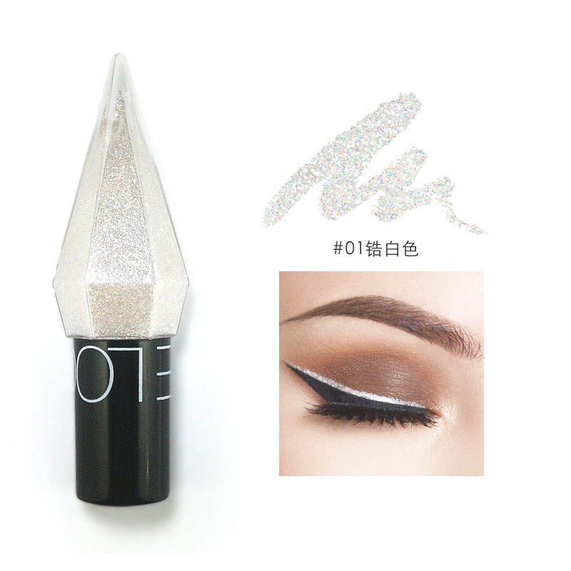 Shiny Silver Eyeliner Eyeshadow Waterproof Diamond Rose Gold Color Glitter Sequins Eyeliner Eye Shadow Makeup Beauty Cosmetics