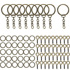 110/220Pcs Keychain Open Jump Rings Eye Pins Jewelry Making Accessories Kits for DIY Epoxy Resin Key Chain Key Ring Pendants