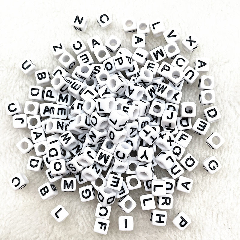 100pcs 7x4mm 6x6mm Mixed Alphabet Letter Beads Charms Beads for Making Jewelry Diy Handmade Bracelets Accessories