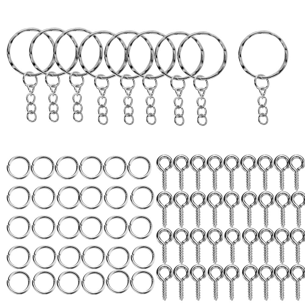 110/220Pcs Keychain Open Jump Rings Eye Pins Jewelry Making Accessories Kits for DIY Epoxy Resin Key Chain Key Ring Pendants