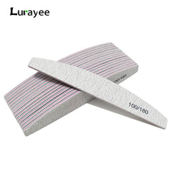 Nail File Buffer 100/180 Grit Half Moon Double Side Sandpaper Nail Sanding Grinding Gel Nail Polish Nail Manicure Tool