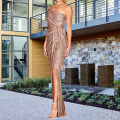 Plus Size Sequin Asymmetrical Party Dress Luxury Dinner Prom Evening Dresses Cocktail Welcome Dresses Elegant Pretty Women Dress