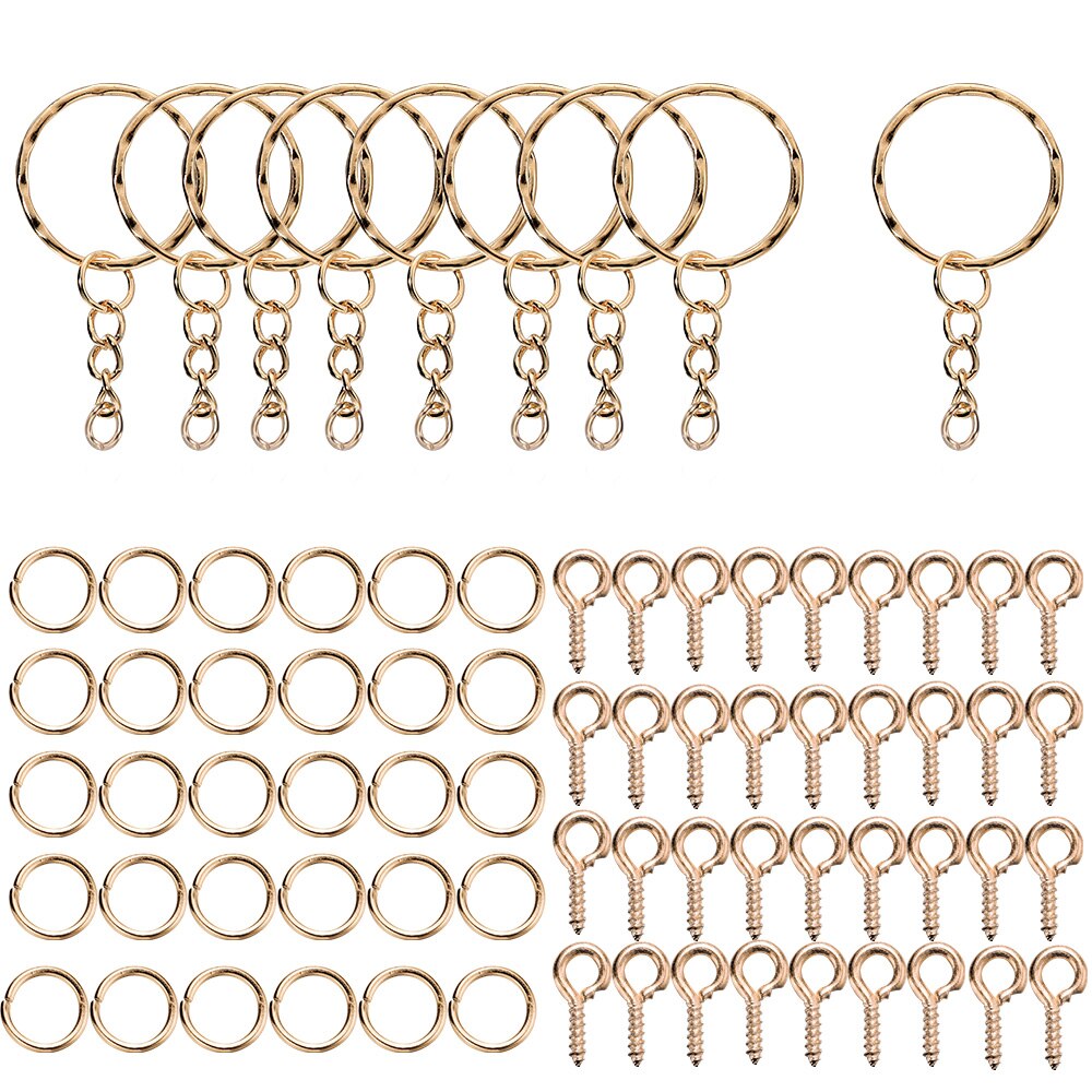 110/220Pcs Keychain Open Jump Rings Eye Pins Jewelry Making Accessories Kits for DIY Epoxy Resin Key Chain Key Ring Pendants