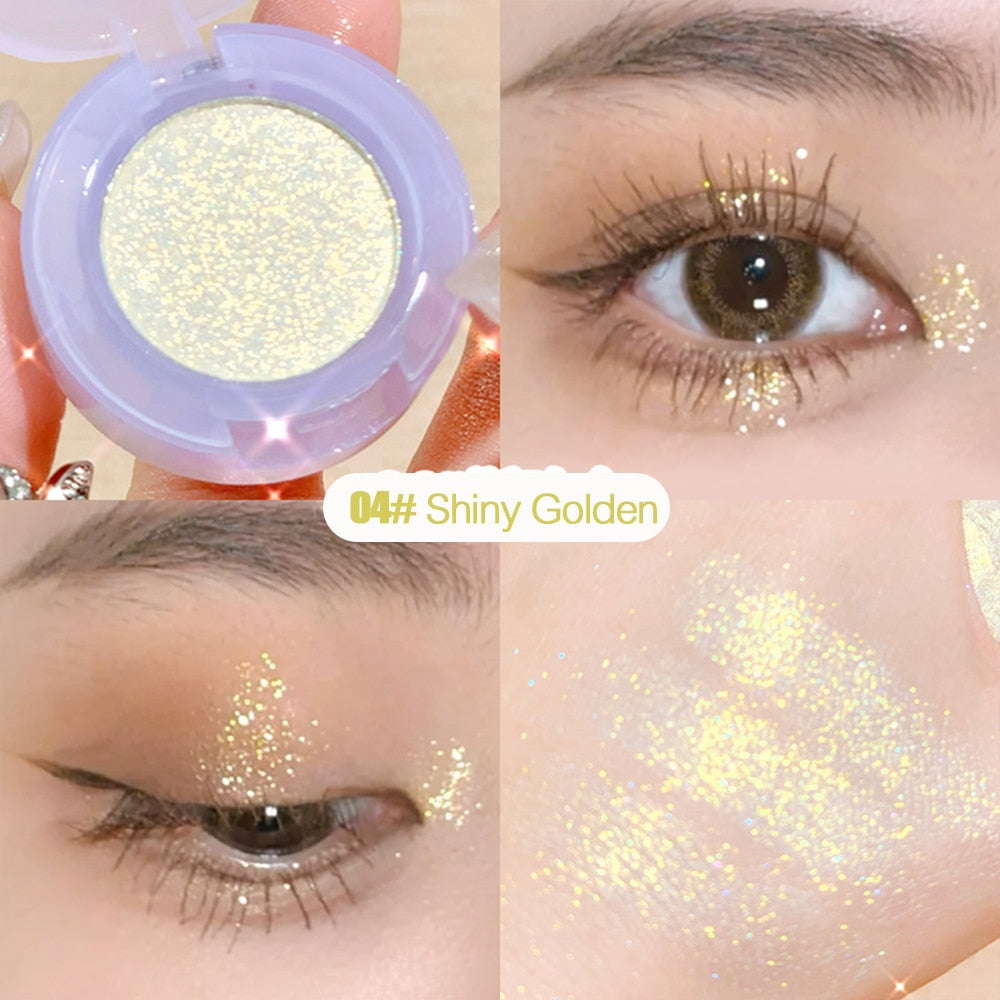 Eyeshadow Palette Diamond Glitter Discoloration Eyeshadow Highlighter Sequins Waterproof Lasting Eyes Makeup Pigments