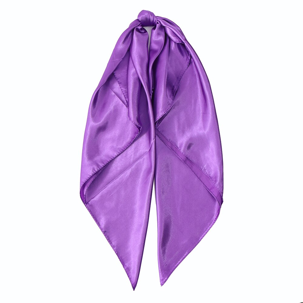 Solid Color Head Scarf Blcak Square 90*90 Silk Foulard Satin Bandana Cheveux Neckerchief Hijab Accessoires For Woman Hair Scarf