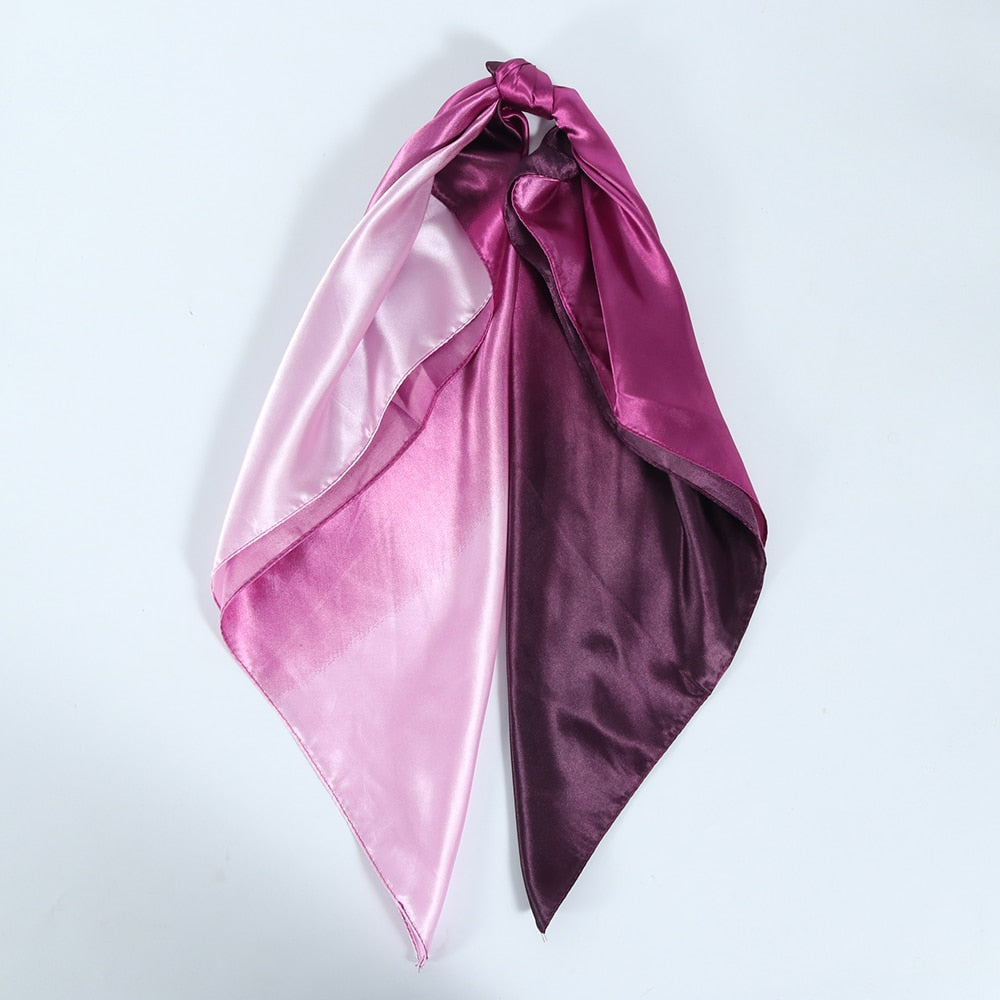 Solid Color Head Scarf Blcak Square 90*90 Silk Foulard Satin Bandana Cheveux Neckerchief Hijab Accessoires For Woman Hair Scarf