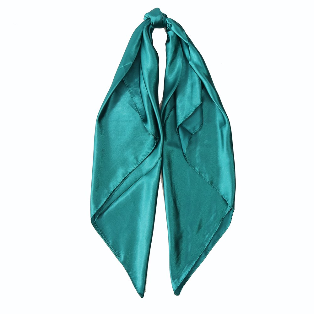 Solid Color Head Scarf Blcak Square 90*90 Silk Foulard Satin Bandana Cheveux Neckerchief Hijab Accessoires For Woman Hair Scarf