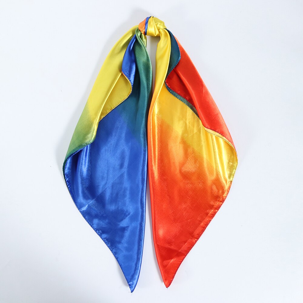 Solid Color Head Scarf Blcak Square 90*90 Silk Foulard Satin Bandana Cheveux Neckerchief Hijab Accessoires For Woman Hair Scarf