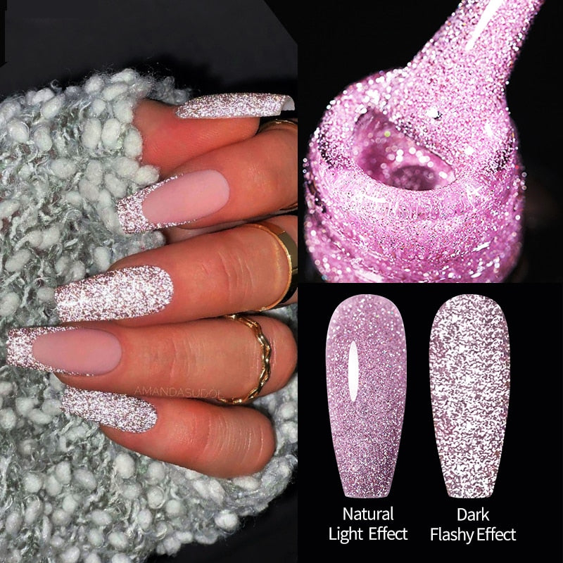 Sparkling Gel Nail Polish Reflective Glitter Nail Gel Semi Permanent Nail Art Varnish For Manicures Need Base Top Coat