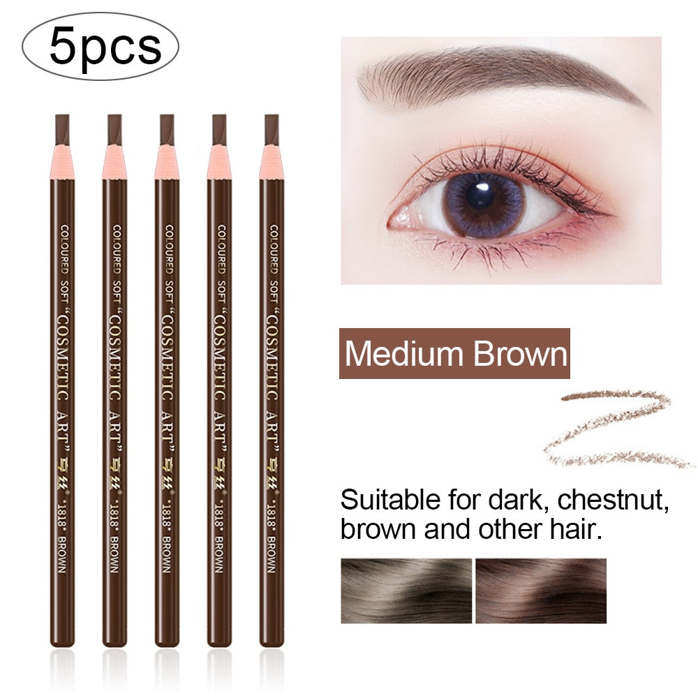 5pcs Professional Microblading Pencil Permanent Eyebrow Pencil Tattoo Waterproof Art Tint Makeup Eye Brow Pen Enhancers Cosmetic