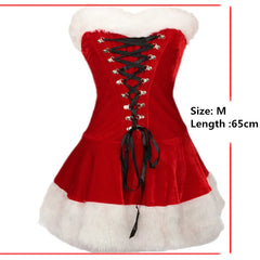 Female Christmas Cosplay Costume for Plush Santa Claus Clothing Sets New Year XMAS Party Fancy Dress