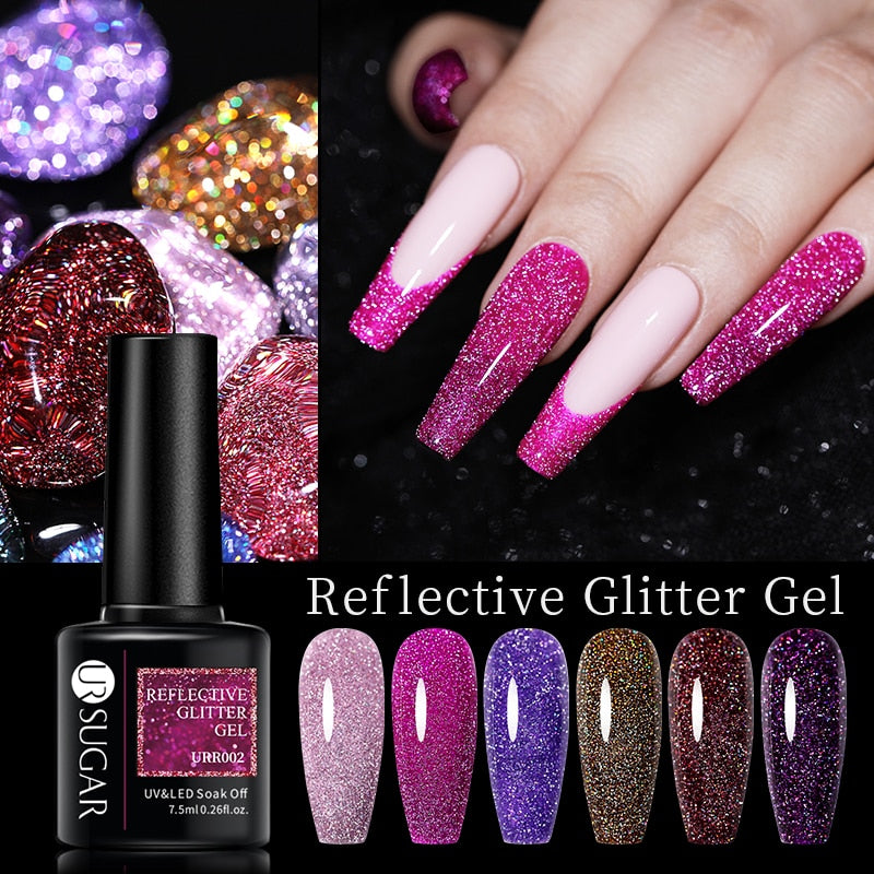 Sparkling Gel Nail Polish Reflective Glitter Nail Gel Semi Permanent Nail Art Varnish For Manicures Need Base Top Coat