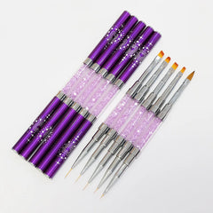 Dual-ended Nail Brush Acrylic Nail Art Brushes Professional Gel Nail Polish Liner Flower Painting Drawing Manicure Tools