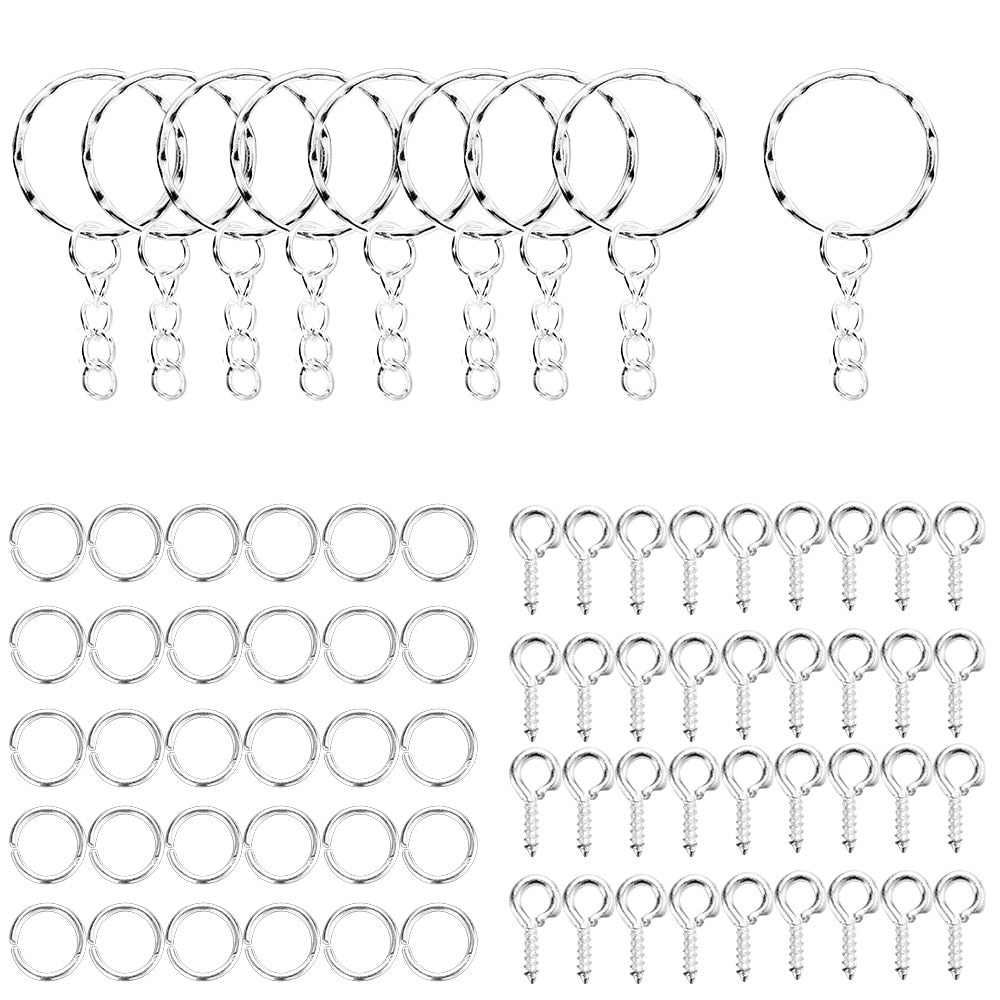 110/220Pcs Keychain Open Jump Rings Eye Pins Jewelry Making Accessories Kits for DIY Epoxy Resin Key Chain Key Ring Pendants