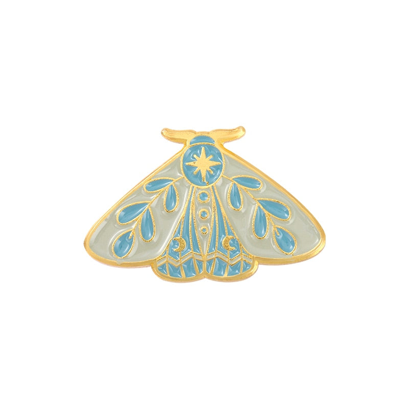 Butterflys Moth Hard Enamel Pins Custom Lily of the Valley Vine Brooches Lapel Badge Black Insect Plant Jewelry Gift for Friends