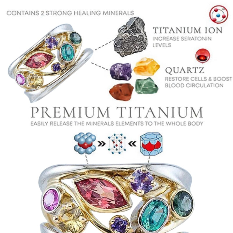 Women Torina Crystal Quartz Ionix Ring Ionix Therapy Quartz Crystal Ring for Weight Loss Lymph Drainage Magnetic Therapy Rings