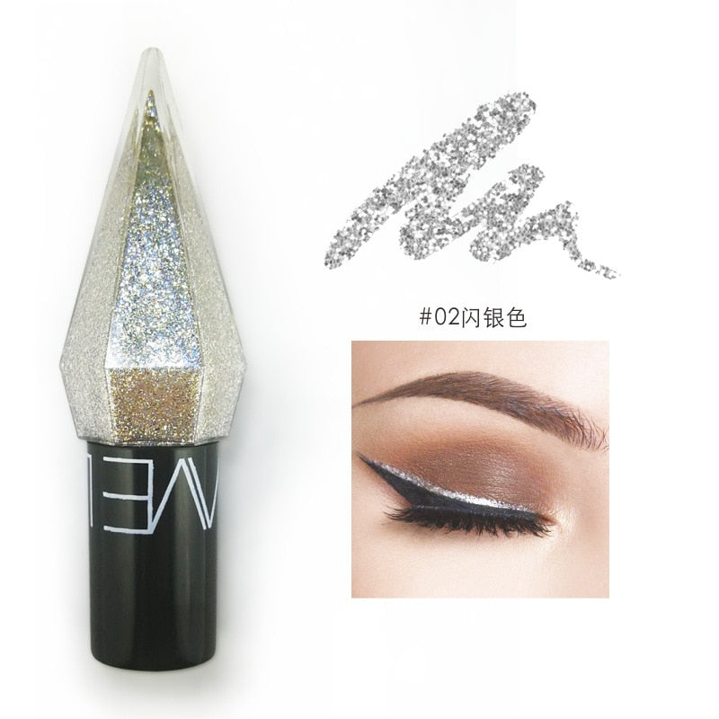 Shiny Silver Eyeliner Eyeshadow Waterproof Diamond Rose Gold Color Glitter Sequins Eyeliner Eye Shadow Makeup Beauty Cosmetics