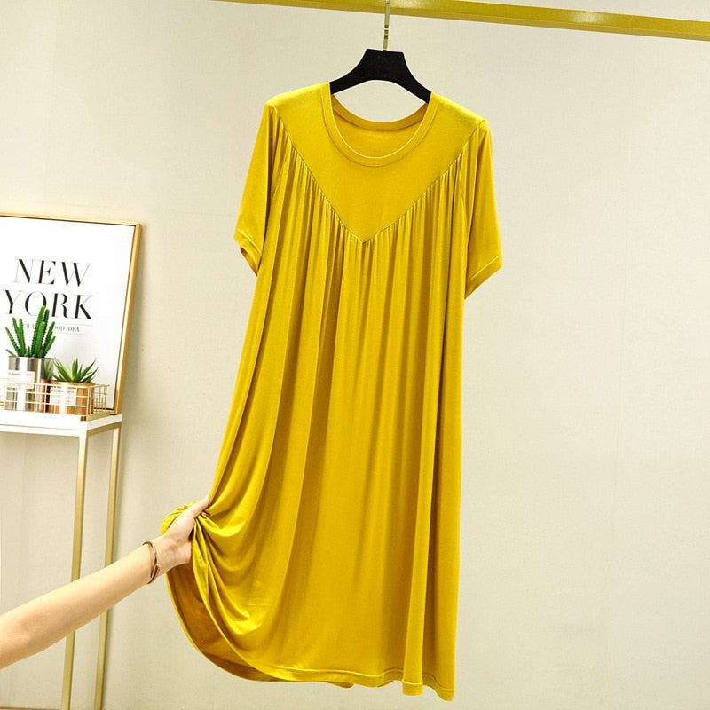 Summer Nightgowns Women Large Size Loose Long Casual Homewear Sleepwear Dresses Female Short Sleeve Modal Nightdress Women 130KG