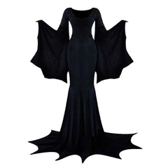 Witchy Costume Floor Dress Women Halloween Witch Dark Outfit Gothic Gown Robe Horror For Adult Halloween Carnival Party Dress