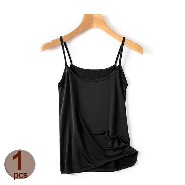 Women Summer Shirt Camisole Tank Cotton Soft Elastic Washable Wear-resistant Versatile Vest Yoga Fitness Sports Bra Underwear