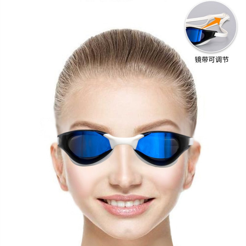 Professional Adult Swim Goggles Waterproof Fog-proof Racing Goggles Men Women Cool Silver Plated Swimming Equip Wholesale