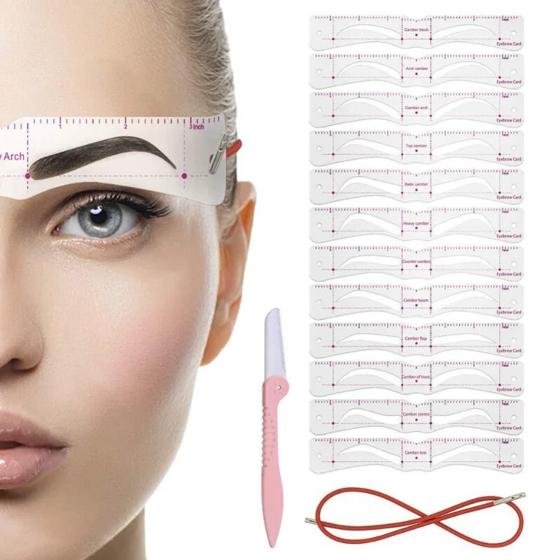 New 2 In 1 Plastic Eyebrow Eyelash Stencil Card for Women Portable Eyebrow Shape Set Thrush Model Eye Brow Drawing Make Up Tools
