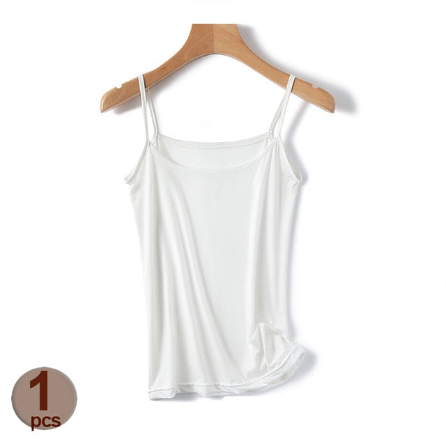 Women Summer Shirt Camisole Tank Cotton Soft Elastic Washable Wear-resistant Versatile Vest Yoga Fitness Sports Bra Underwear