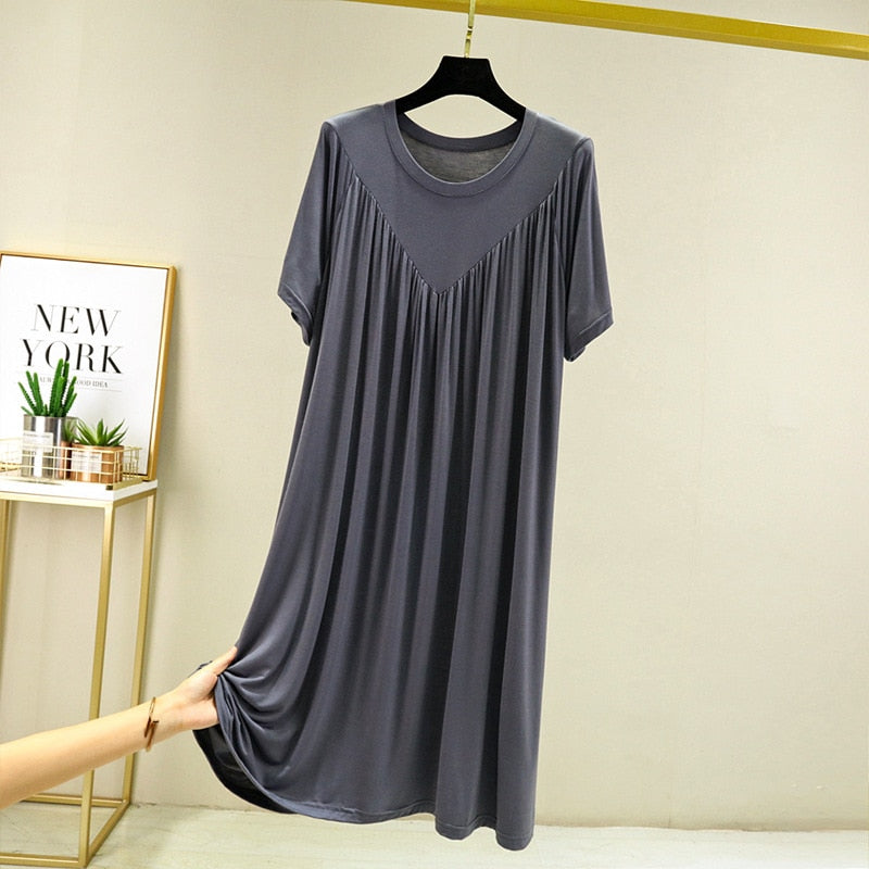 Summer Nightgowns Women Large Size Loose Long Casual Homewear Sleepwear Dresses Female Short Sleeve Modal Nightdress Women 130KG