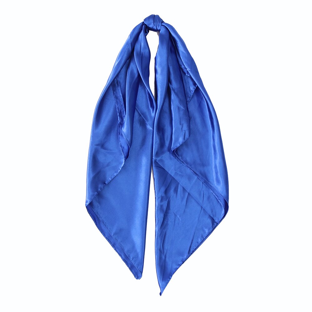 Solid Color Head Scarf Blcak Square 90*90 Silk Foulard Satin Bandana Cheveux Neckerchief Hijab Accessoires For Woman Hair Scarf