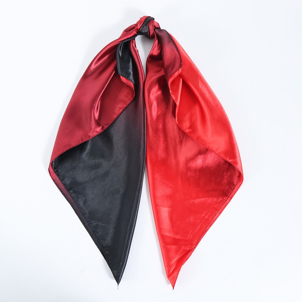 Solid Color Head Scarf Blcak Square 90*90 Silk Foulard Satin Bandana Cheveux Neckerchief Hijab Accessoires For Woman Hair Scarf