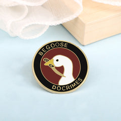 Funny White Goose Brooches Enamel Pins Cartoon Fat Duck with Knife Badges Backpack Hat Shirt Lapel Pin Jewelry Gifts for Friends
