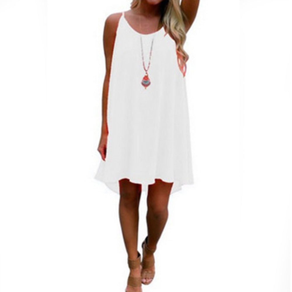 Summer Fshion Hot New Sexy Women's Summer Casual Sleeveless Strap Backless Beach Dress for Evening Party