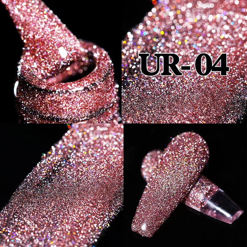 Sparkling Gel Nail Polish Reflective Glitter Nail Gel Semi Permanent Nail Art Varnish For Manicures Need Base Top Coat