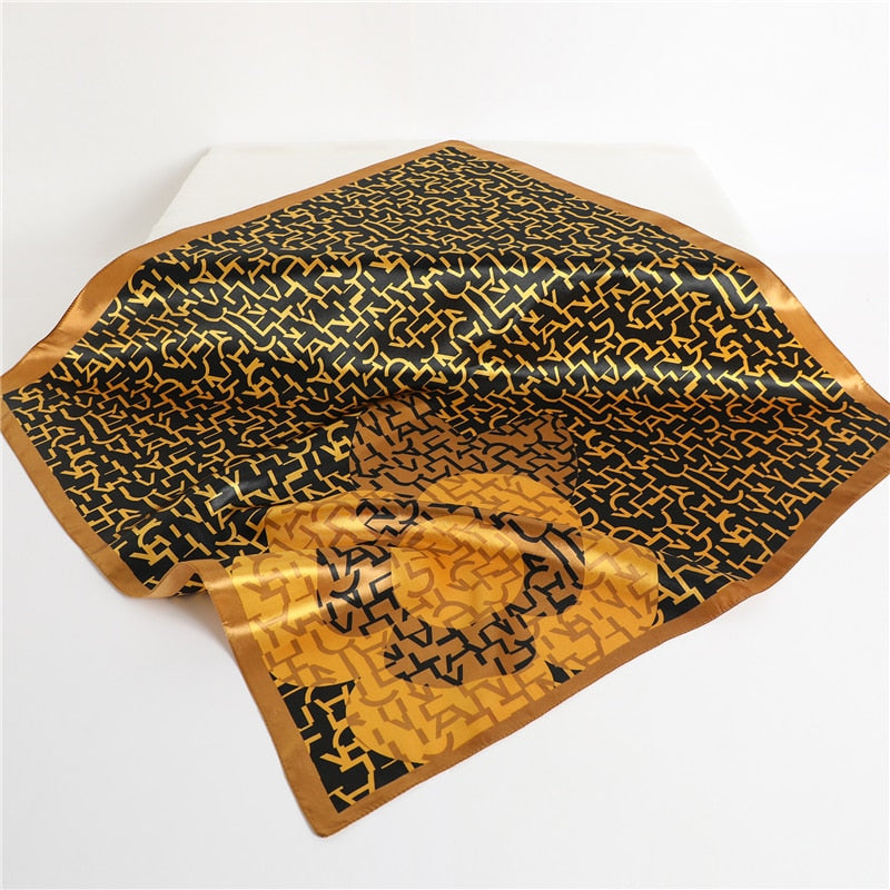 2023 Neckerchief Shawl Wraps Print Silk Satin Scarf square Women Muslim Hijab Elegant Headband  Bandana design brand foulard