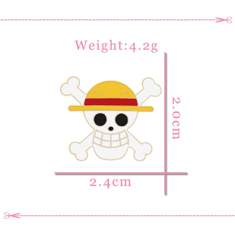 Anime Skeleton Brooch Pirate Skull Enamel Pins Cosplay Badge Backpack Cloth Denim Lapel Pin Jewelry Gift Comic Related Products