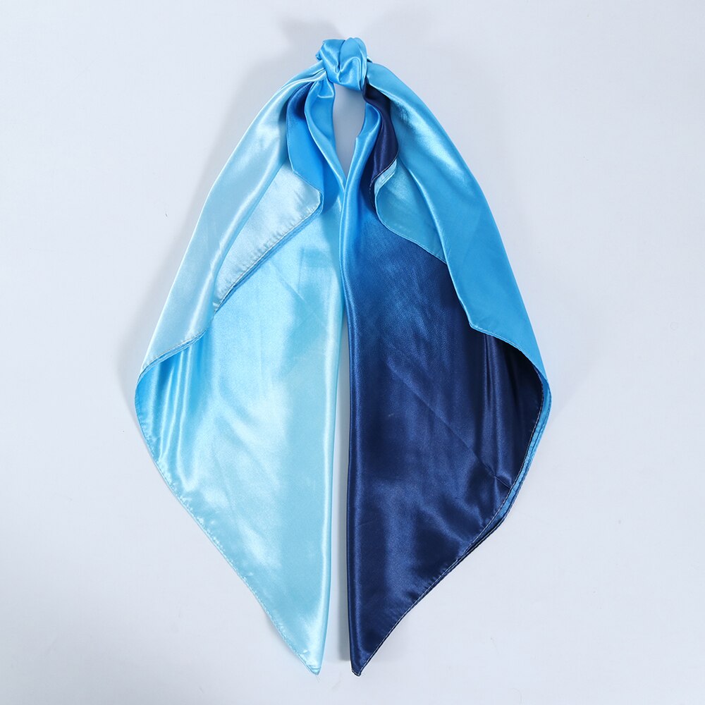 Solid Color Head Scarf Blcak Square 90*90 Silk Foulard Satin Bandana Cheveux Neckerchief Hijab Accessoires For Woman Hair Scarf