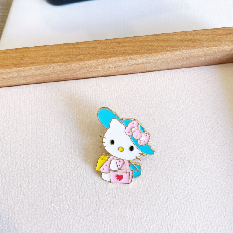 Sanrio Hello Kitty Cinnamon My Melody Lapel Pins for Backpack Anime Brooches Collar Jeans Jacket Fashion Jewelry Accessories